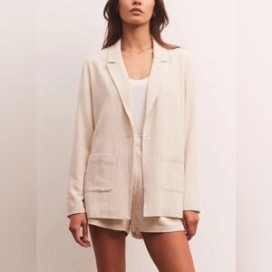Z Supply Château Linen Blazer - Écru - Size Large